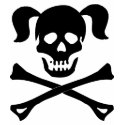 Girl Black Skull With Pigtails Light Color Woman t-shirts