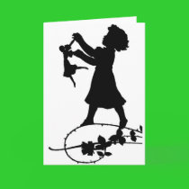 Girl Black & White Silhouette Greeting Card