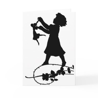 Girl Black & White Silhouette Greeting Card by kimmyklassickorner