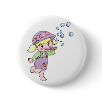 Girl Blowing Bubbles buttons