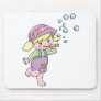 Girl Blowing Bubbles Mouse Mat