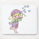 Girl Blowing Bubbles mousepads