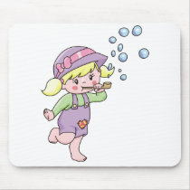 Girl Blowing Bubbles mousepads