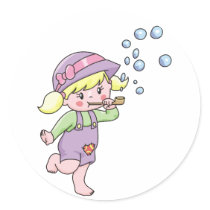 Girl Blowing Bubbles stickers