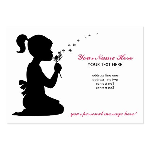 Girl Blowing Dandelion Business Card (front side)