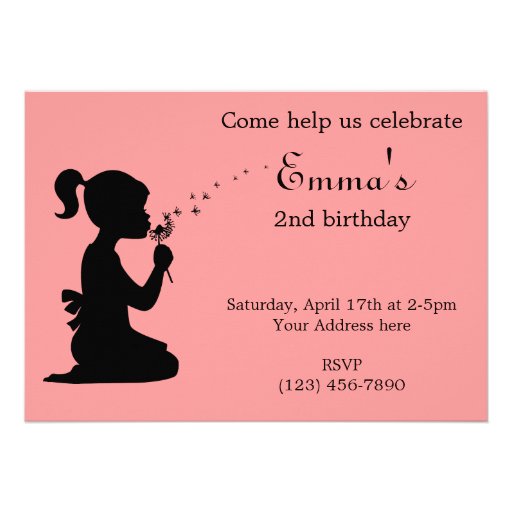 Girl blowing dandelion invitation