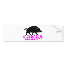 GIRL BOAR HUNTING BUMPER STICKERS