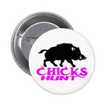 GIRL BOAR HUNTING BUTTON