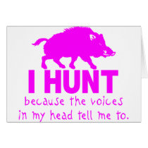 GIRL BOAR HUNTING GREETING CARD