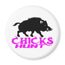 GIRL BOAR HUNTING MAGNET