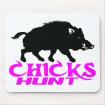 GIRL BOAR HUNTING MOUSE PAD