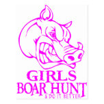 GIRL BOAR HUNTING POSTCARD
