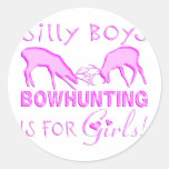 GIRL BOWHUNTER DEER ROUND STICKER