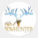 GIRL BOWHUNTER DEER ROUND STICKER