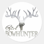 GIRL BOWHUNTER DEER ROUND STICKERS