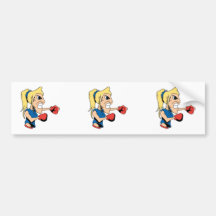 girl boxer cartoon bumper sticker