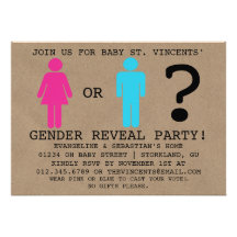 Girl Boy Gender Reveal Party Invitations