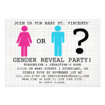 Girl Boy Gender Reveal Party Invitations