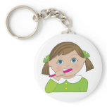 Girl Brushing Teeth Key Chains