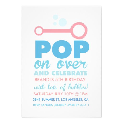 (Girl) Bubble Party Themed Birthday Invite