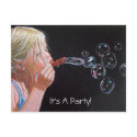 GIRL: BUBBLES: ART: PARTY: INVITATION postcards by joyart GIRL: BUBBLES: ART: PARTY: INVITATION postcards