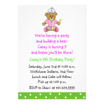 Girl Build a Bear Invitation