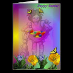 Girl, Butterflies and Easter Eggs cards