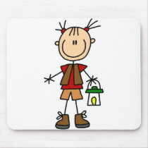 Girl Camper With Lantern Mousepad by stick_figures Girl Camper With Lantern Mousepad
