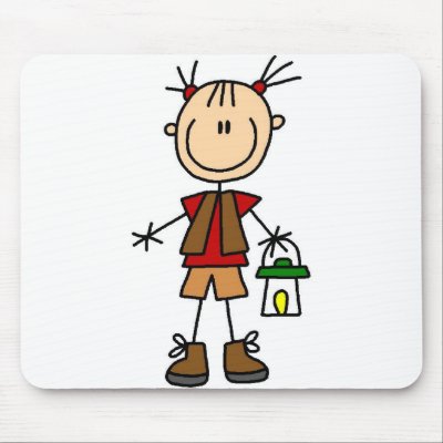 Girl Camper With Lantern Mousepad by stick_figures
