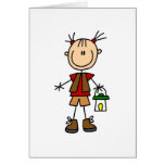 Girl Camping With Lantern Card