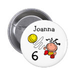 Girl cartoon birthday name and age Button