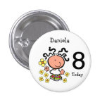 Girl cartoon birthday name and age Button