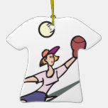 girl catching softball christmas ornaments
