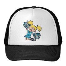girl cheerleading jumping in the air trucker hat