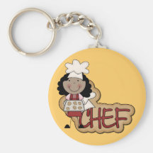 Girl Chef African American Tshirts and Gifts Keychain