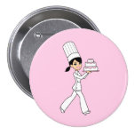 Girl Chef Print Pinback Button
