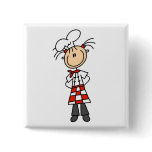 Girl Chef Stick Figure Tshirts and Gifts Button