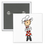 Girl Chef Stick Figure Tshirts and Gifts Button