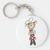 Girl Chef Stick Figure Tshirts and Gifts Key Chain