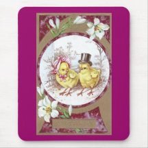 Girl Chick, Boy Chick & Easter Lilies Mouse Pads