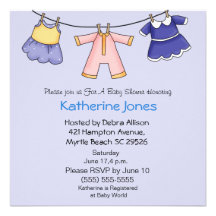 Girl Clothesline Shower Invitation