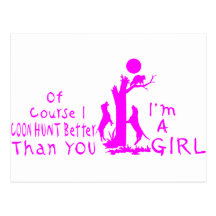 GIRL COON HUNTING POSTCARD
