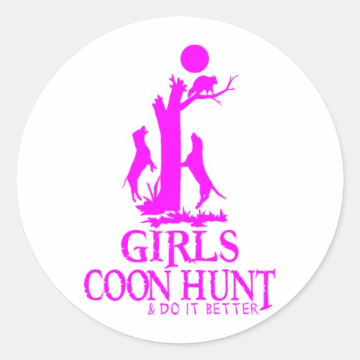 GIRL COON HUNTING ROUND STICKERS