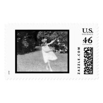 Girl Dancing with Flowers in Her Hair 1910 postage by lc_vintagephotos Girl Dancing with Flowers in Her Hair 1910 postage