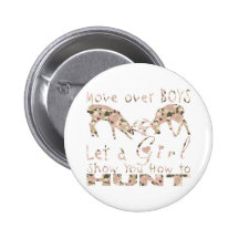 GIRL DEER HUNTER PINBACK BUTTONS