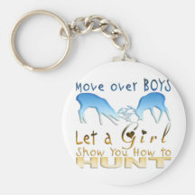 GIRL DEER HUNTINGg Key Chains