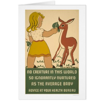 Girl Deer Nutrition 1938 WPA Greeting Card by lc_wpa