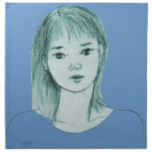 girl drawing manga japan cloth napkin