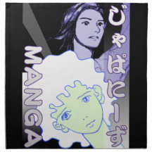 girl drawing manga japan cloth napkins