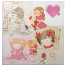 girl drawing manga japan cloth napkins